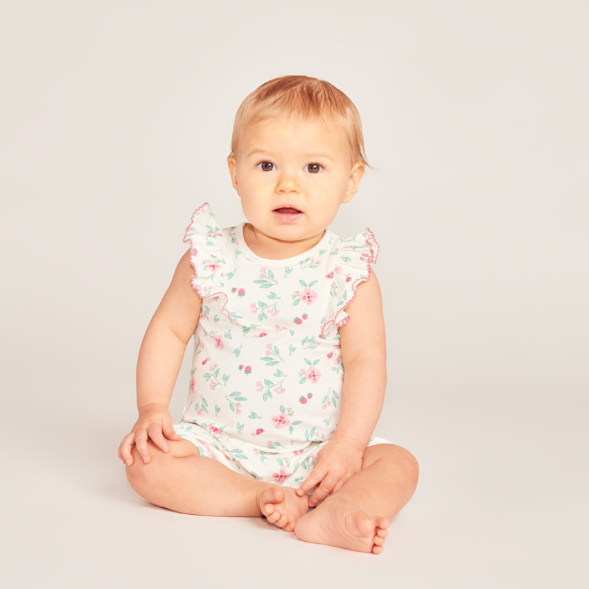 Lot de 2 combinaisons courtes motifs fleuris pour bébé fille 