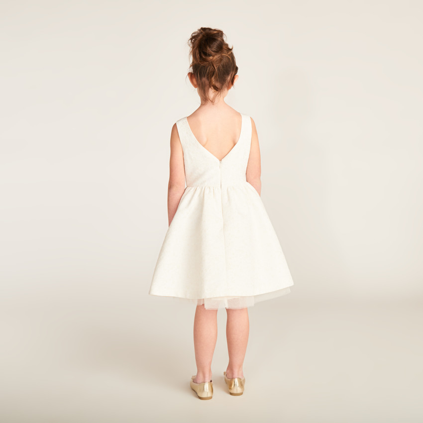 Robe en jacquard et tulle avec motifs floraux pour fille 
