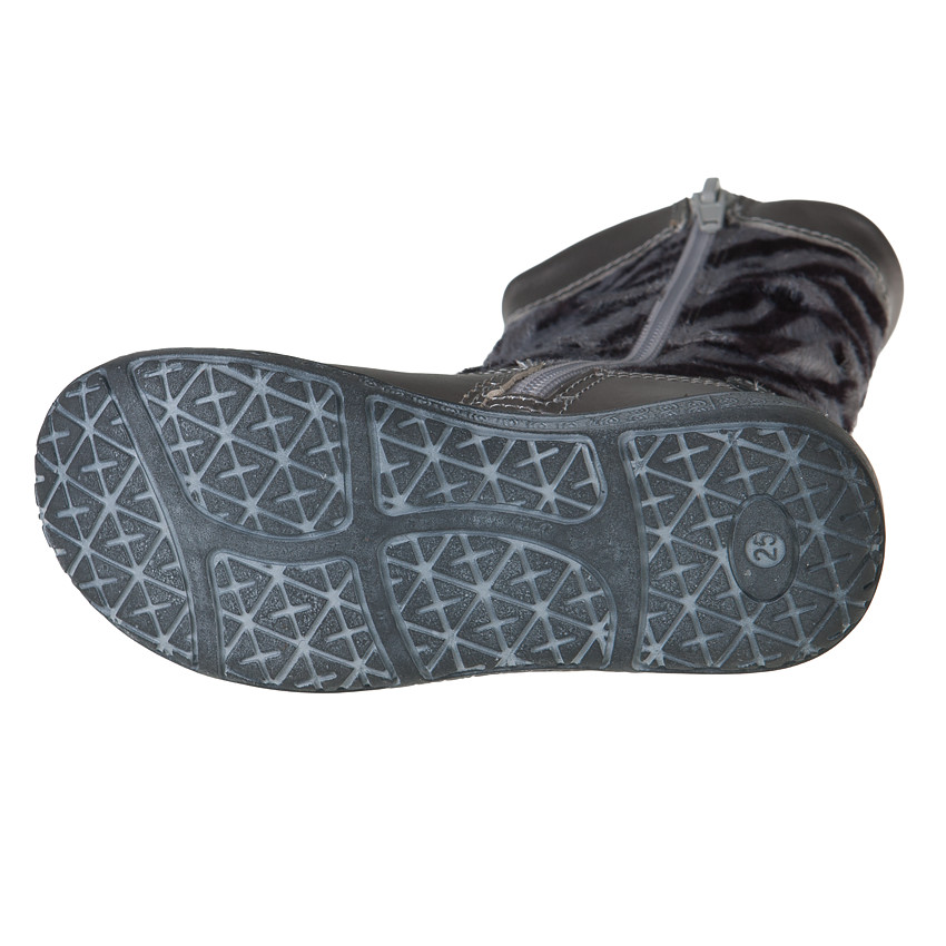 Bottes argentées en cuir et tige zébrée  