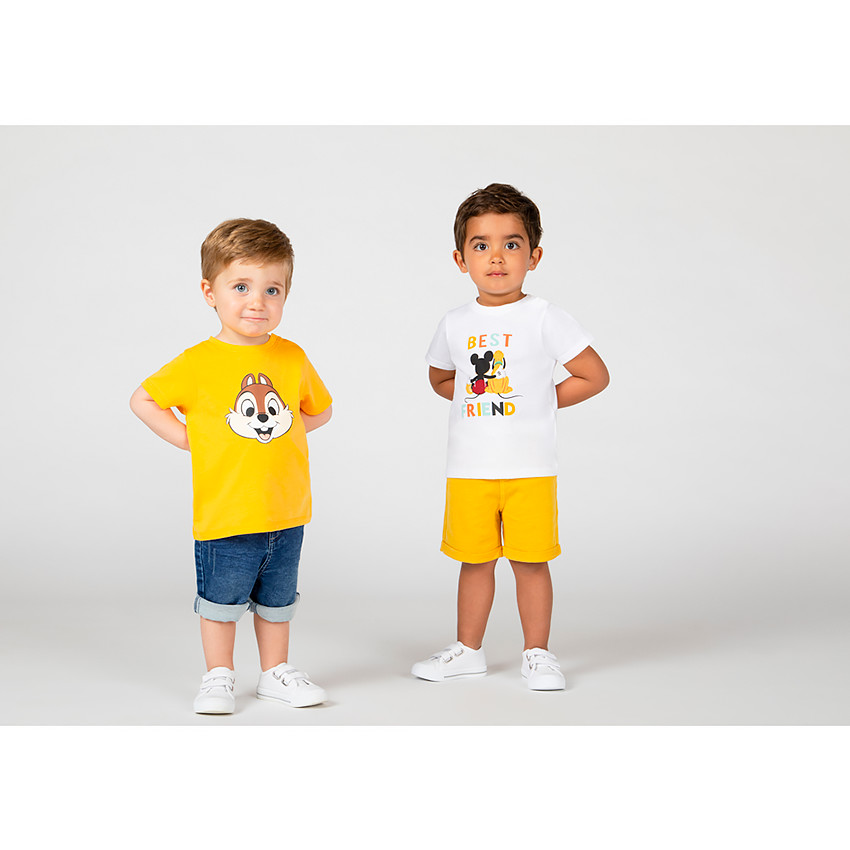 T-shirt manches courtes jaune en coton print Tic & Tac Disney 