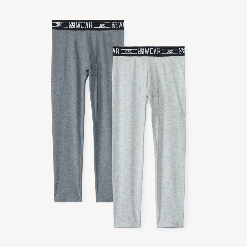 Lot de 2 caleçons longs unis pour garçon 