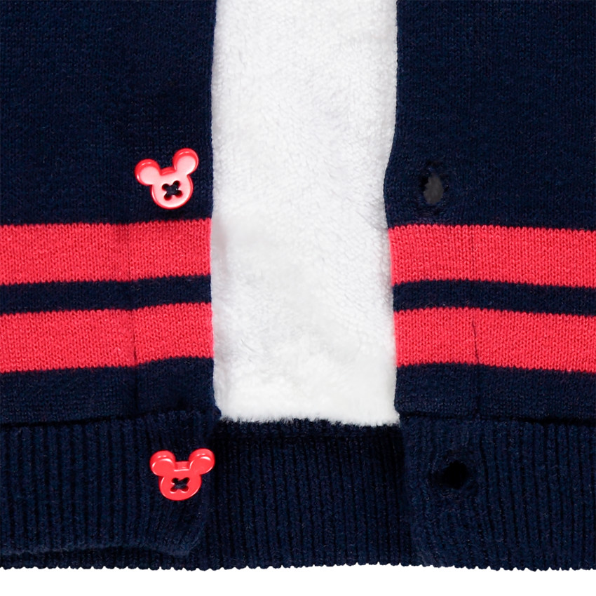 Gilet à capuche en tricot bleu marine bébé garçon motif Mickey Disney 