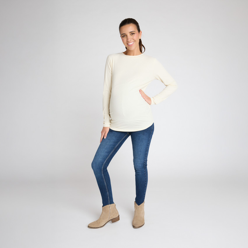 T-shirt manches longues de grossesse côtelé uni 