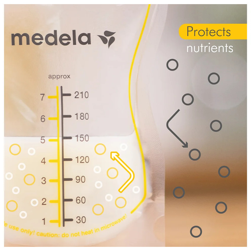 Sachets de conservation pour lait maternel à versement facile 210ml - 25pcs - Transparent (Medela) - Image 3