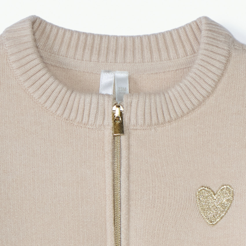 Gilet zippé en tricot coupé-cousu pour bébé fille 