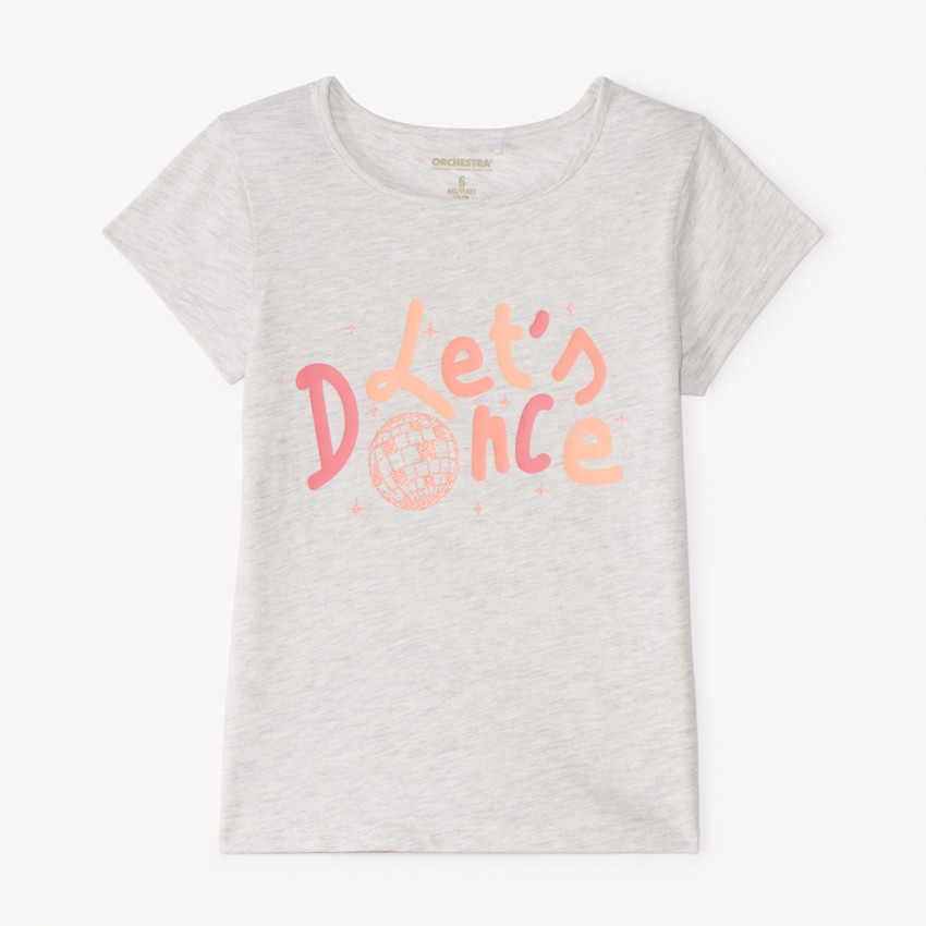 T-shirt manches courtes printé à paillettes pour fille 