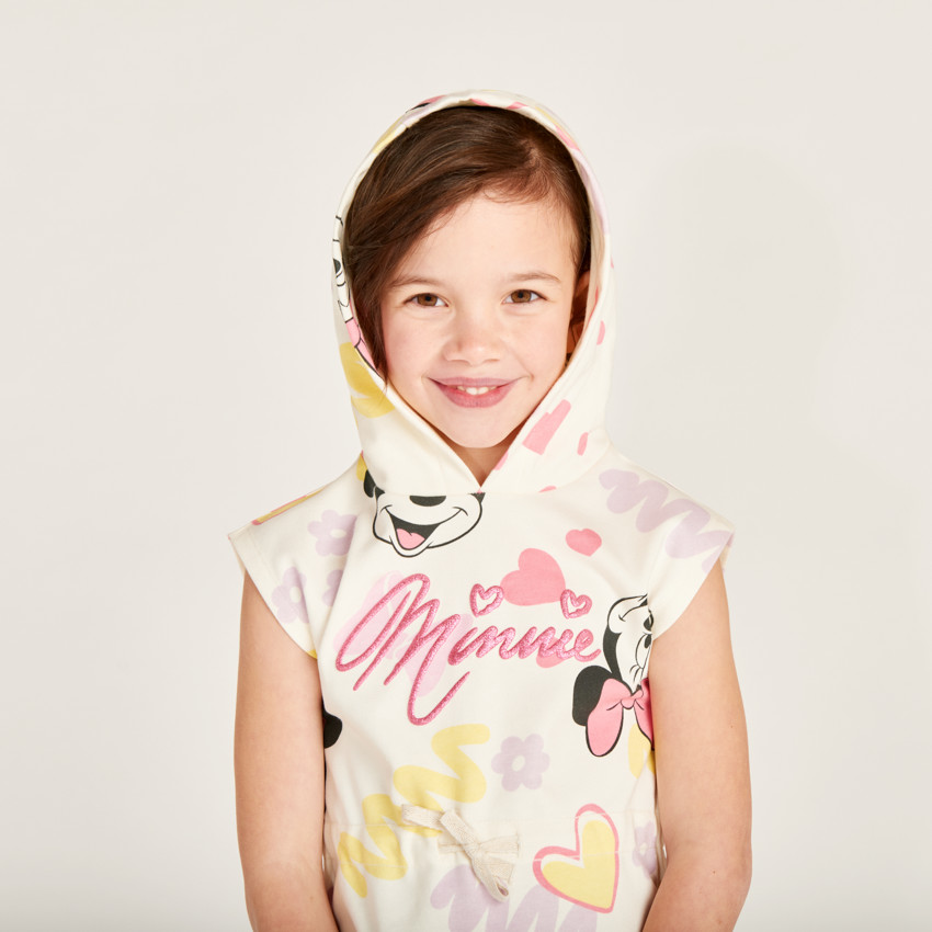 Robe manches courtes à capuche Minnie Disney pour fille 