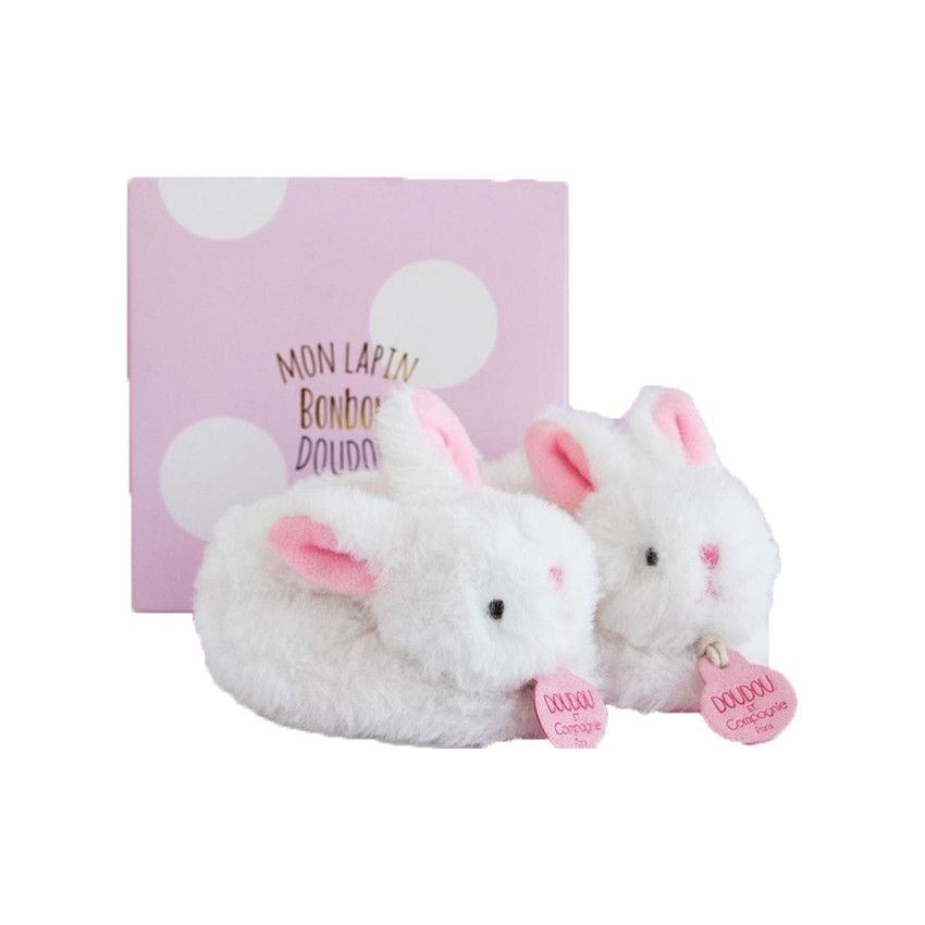Chausson avec hochet Lapin Bonbon 0-6 mois - Rose