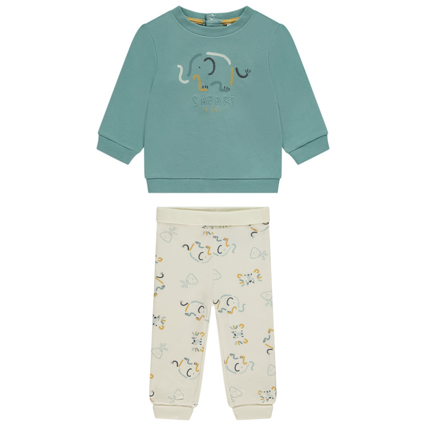 Ensemble jogging molleton motifs éléphant pour bébé garçon 