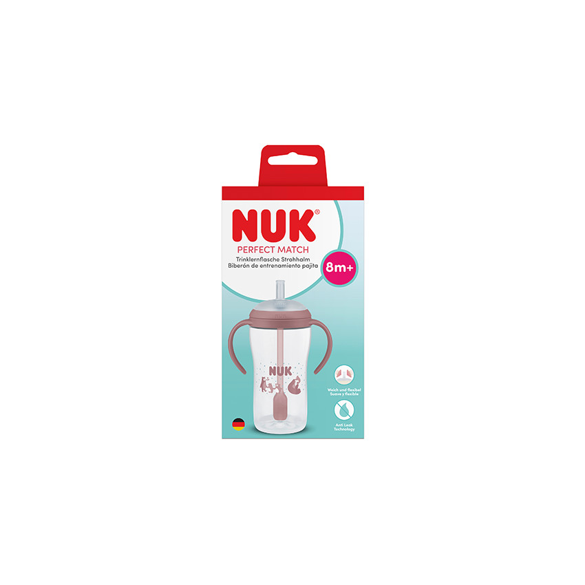 TASSE D'APPRENTISSAGE PAILLE PERFECT MATCH 260ML ROSE 8M+ 
