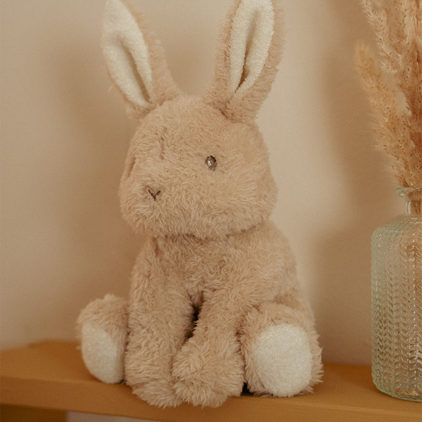 Doudou bébé lapin câlin 15 cm beige 