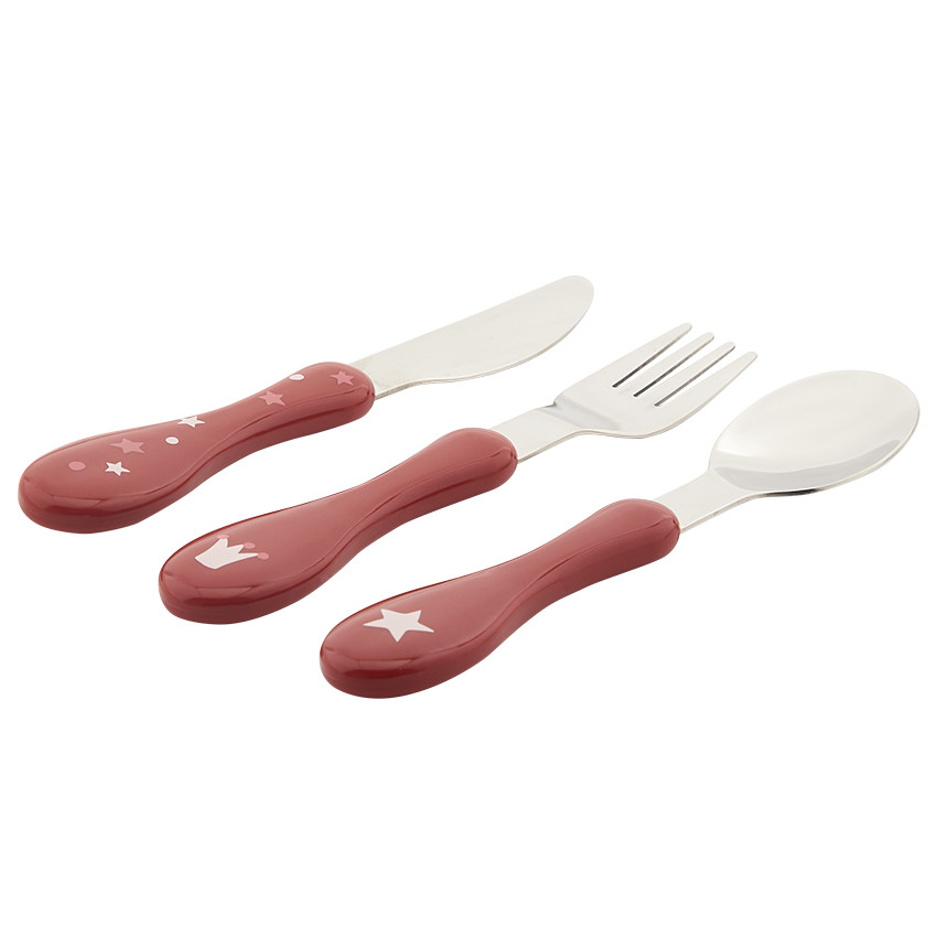 Set de 3 couverts en métal 2ème âge Yummix rose 