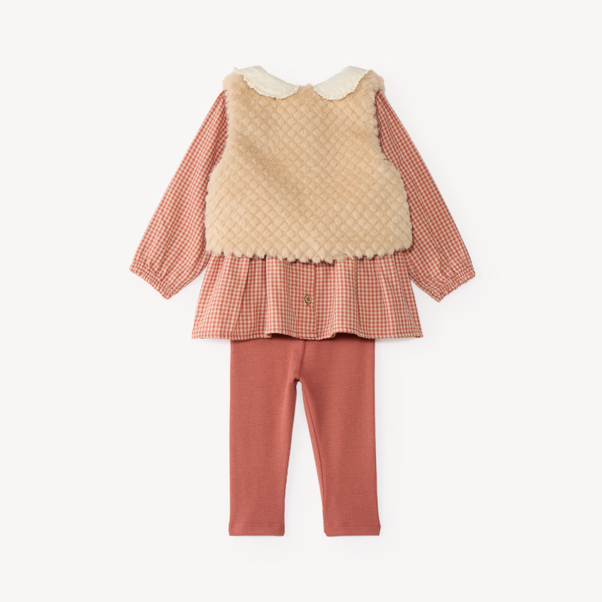 Ensemble 3 pièces bébé fille gilet + tunique + legging 