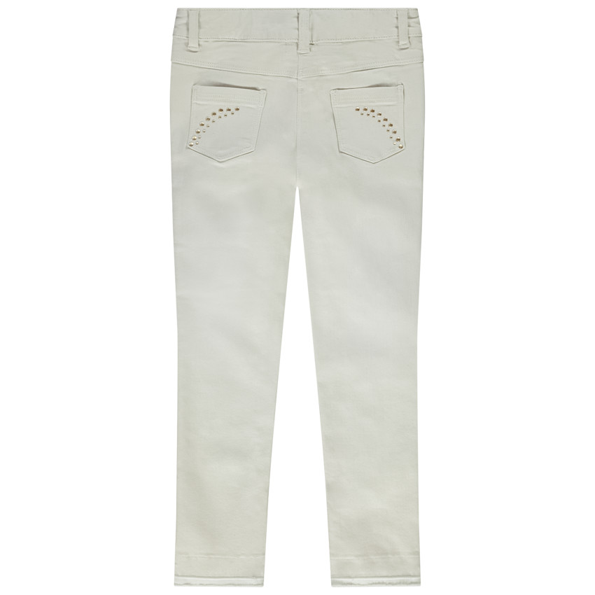 Jean slim uni avec strass pour fille 