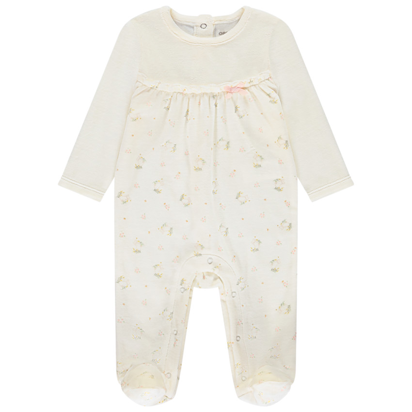 Dors-bien en velours imprimé chats pour bébé fille