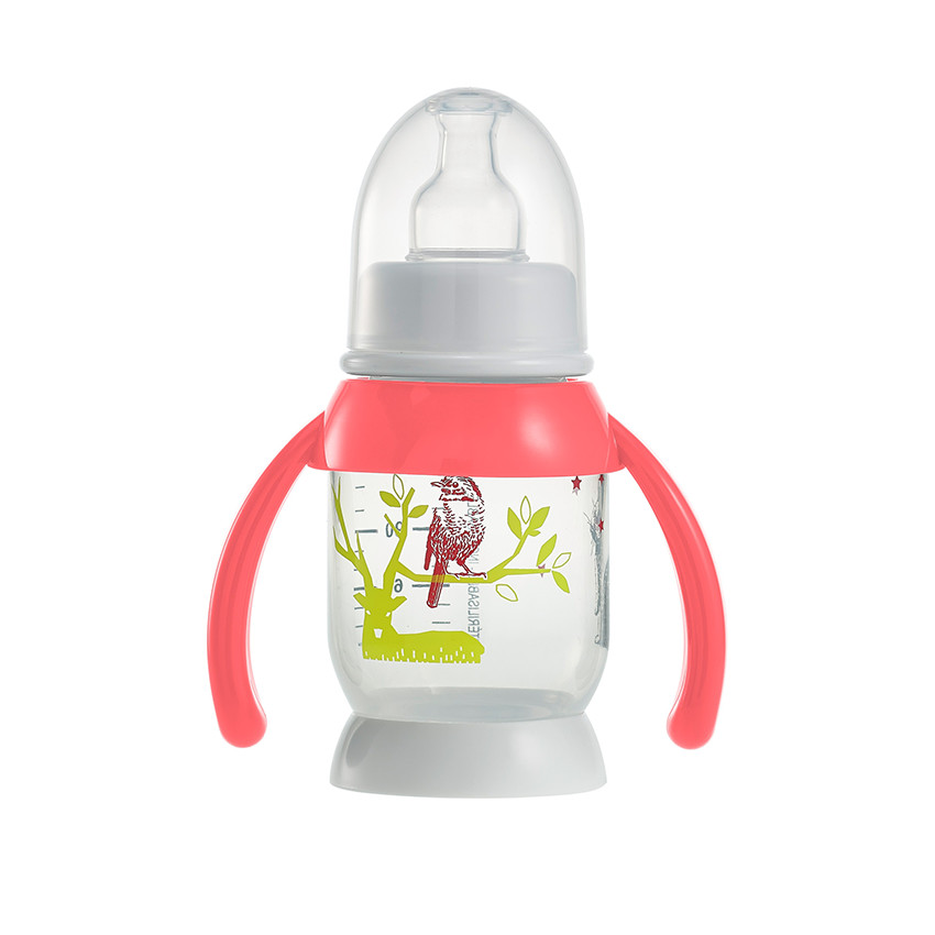 Biberon demi-lune avec poignées 120ml - Rose 