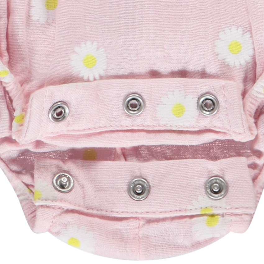 Barboteuse manches longues imprimé marguerites pour bébé fille 