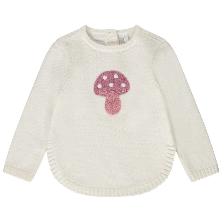 Pull en tricot avec champignon en bouclettes pour bébé fille 