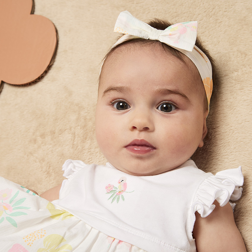 Bandeau nœud imprimé feuillage pour bébé fille 