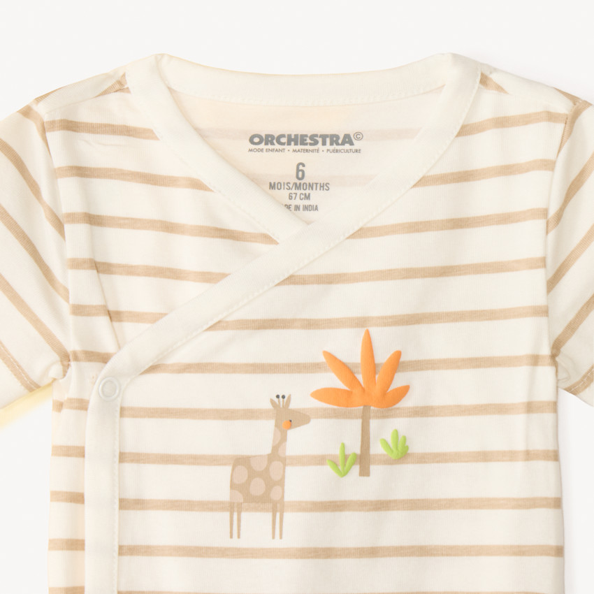 Lot de 5 bodies motifs safari fantaisie pour bébé garçon (ouvertures différentes selon l'âge) 