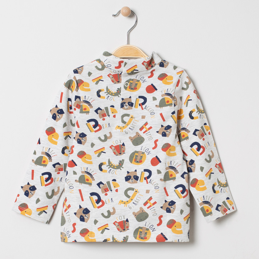 Sous-pull col cheminée imprimé lettres et animaux all-over 