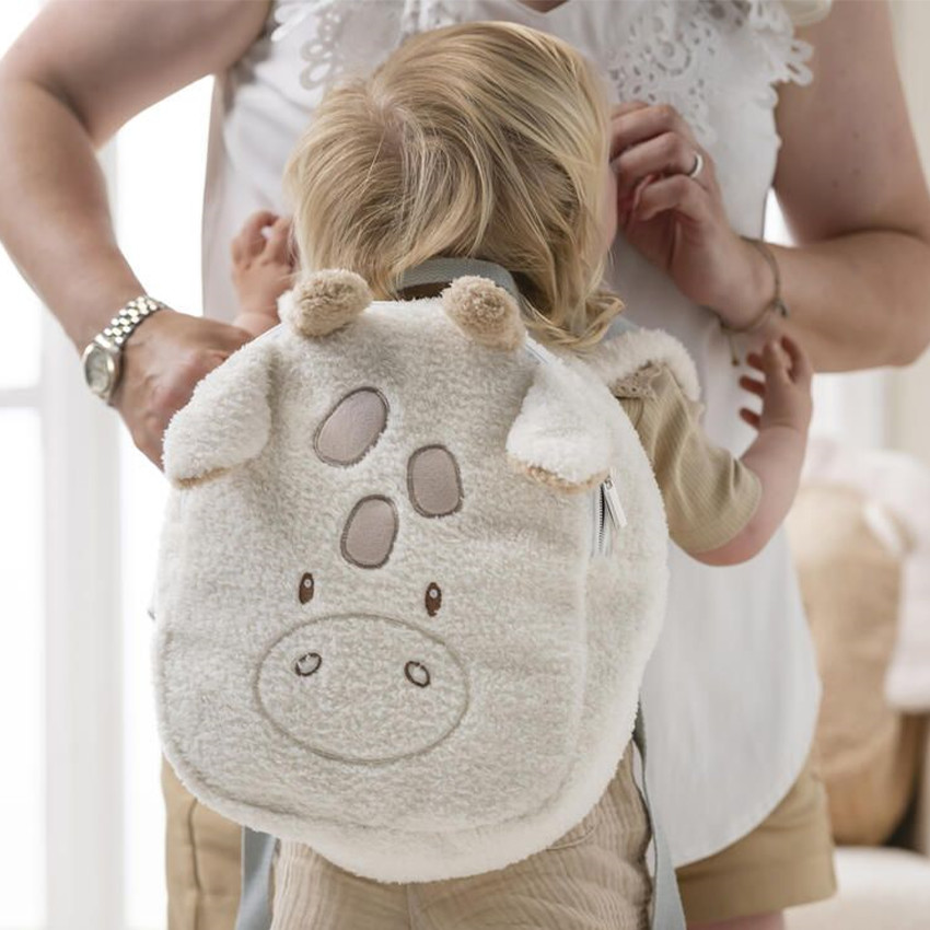 Sac à dos - Girafe Teddy bouclette - écru 