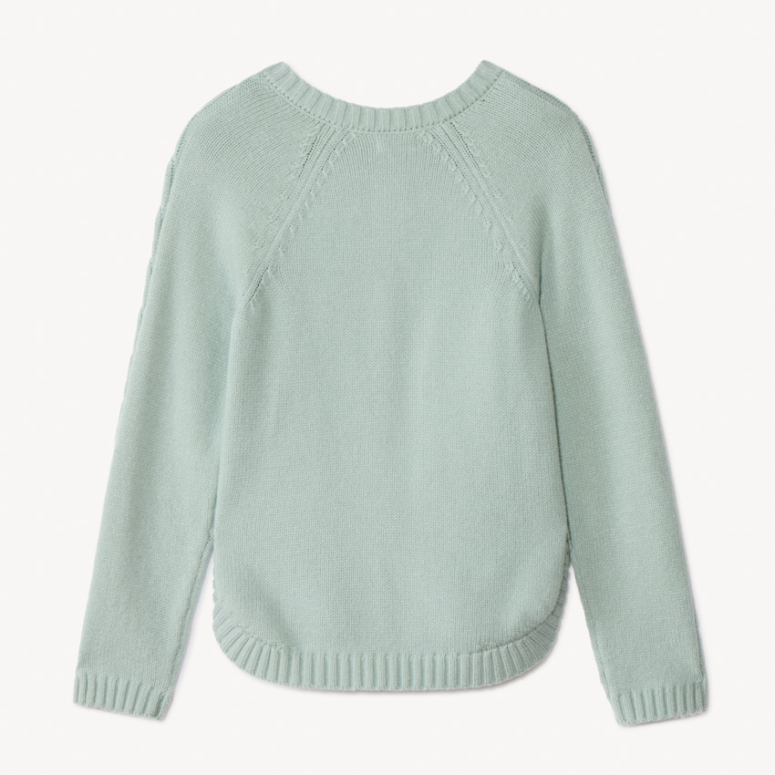 Gilet tricot uni avec torsade fantaisie pour fille 