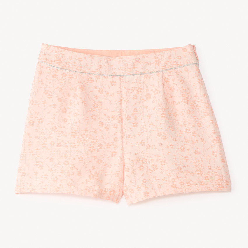 Short en jacquard motifs fleuris pour fille