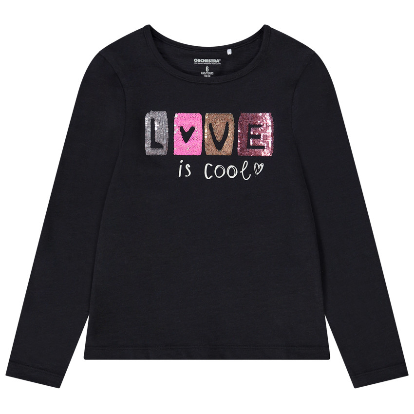 T-shirt manches longues en jersey avec sequins magiques pour fille 