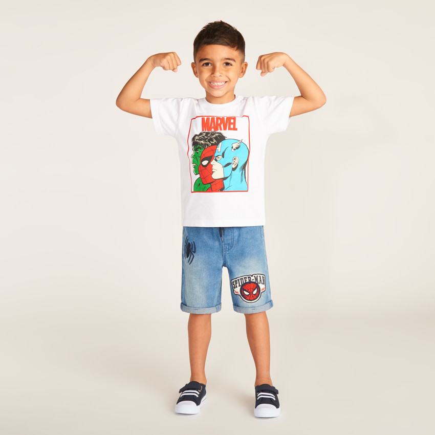 T-shirt manches courtes print Héros Marvel pour garçon 