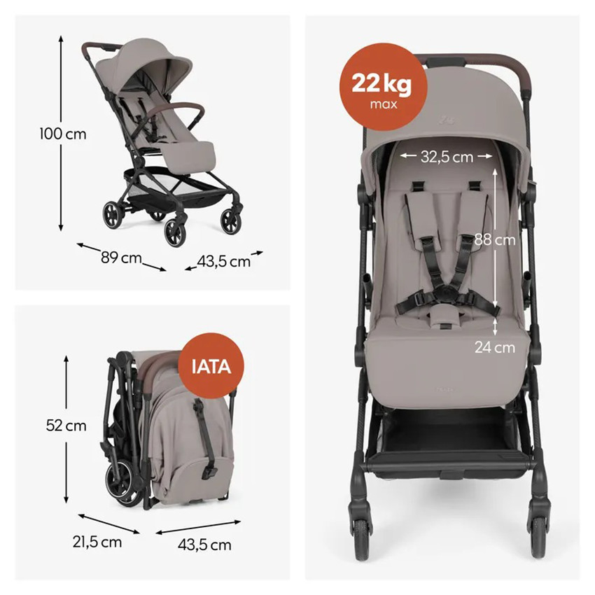 Poussette compacte & légère Lite N Care - Sandy Taupe 