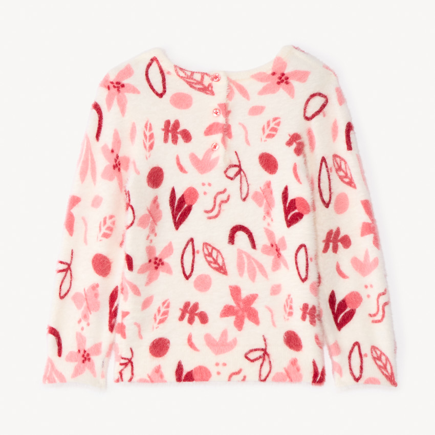 Pull manches longues pelucheux imprimé arty pour bébé fille  