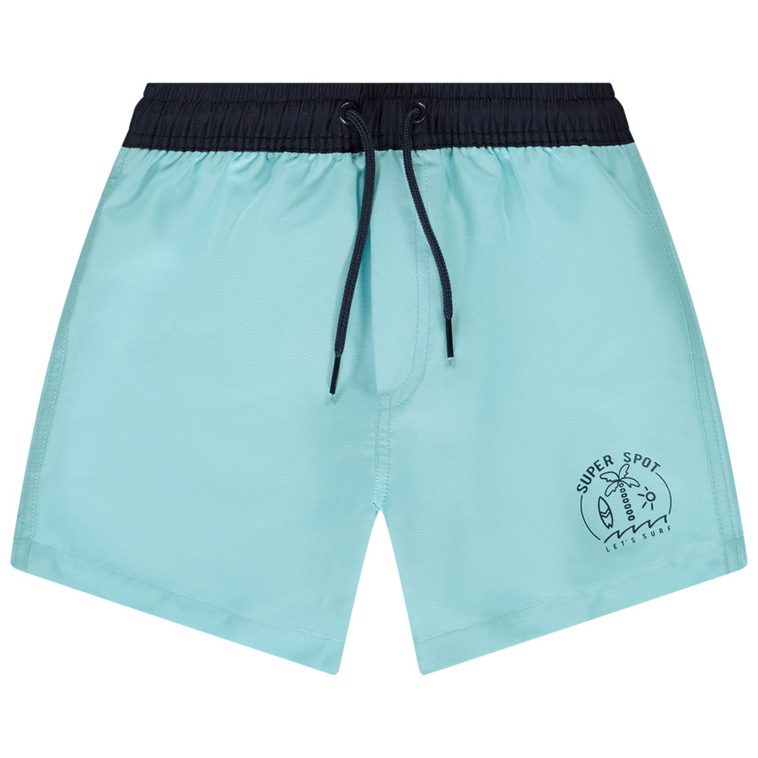 Short de bain en microfibre bicolore et printé garçon