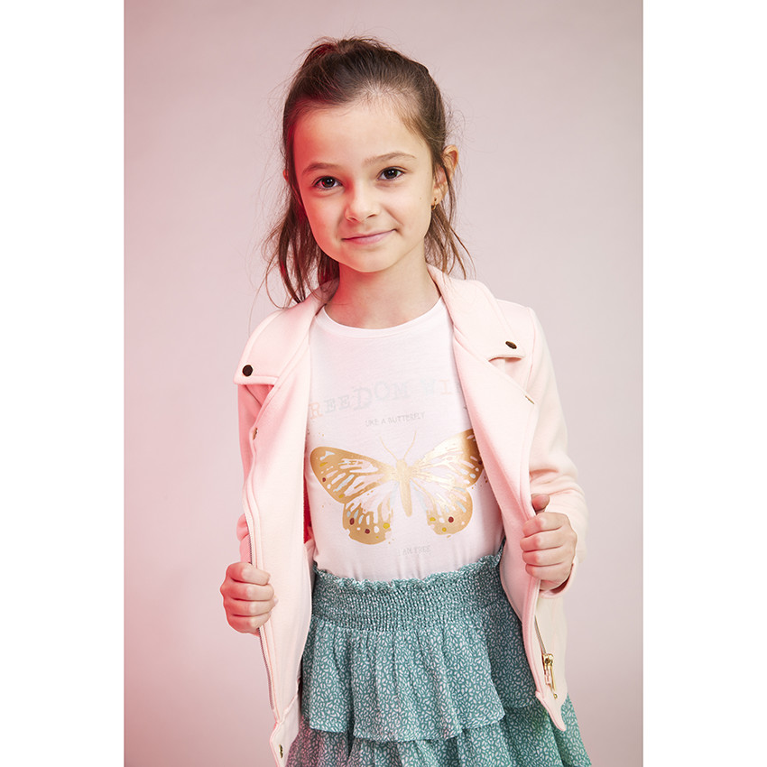 T-shirt manches longues en jersey foil print papillon pour fille 