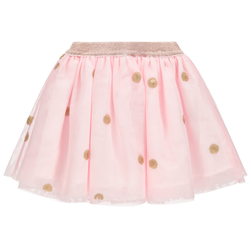 Jupe en tulle à pois dorés et taille élastiquée brillante 