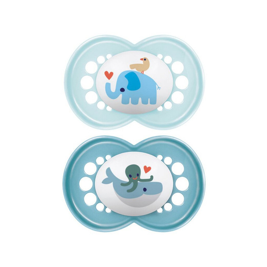 Lot de 2 sucettes silicone Original 6M+ duo d'animaux (modèle aléatoire) 