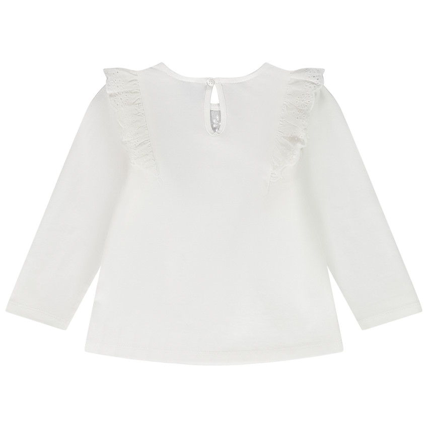 T-shirt manches longues à broderie anglaise pour bébé fille 