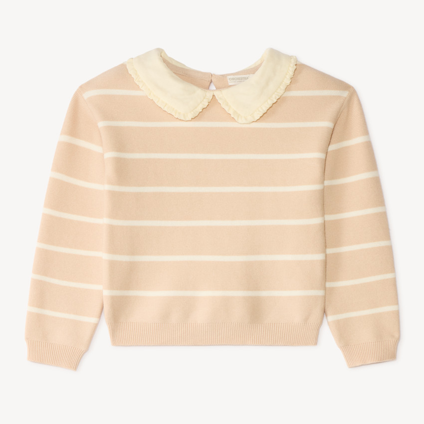 Pull fille style marinière avec col Claudine