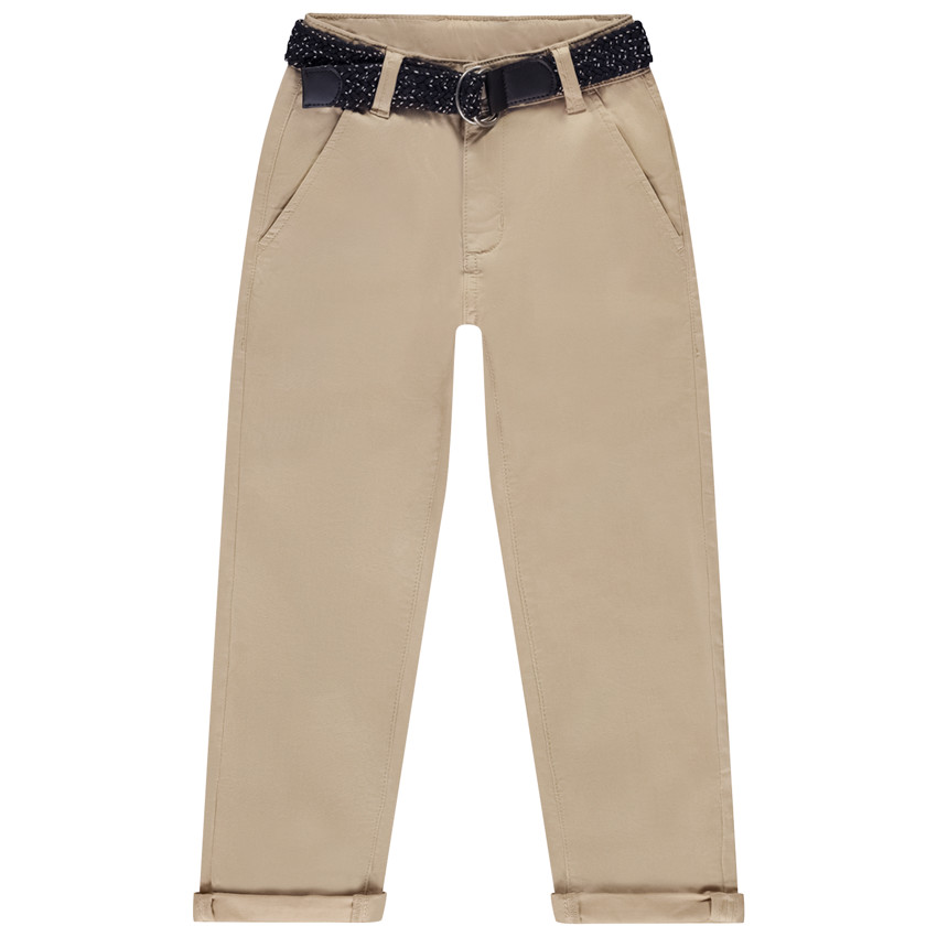 Pantalon chino uni avec ceinture tressée pour garçon