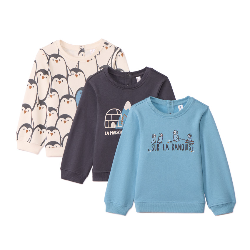 Lot de 3 sweats molleton fantaisie pour bébé garçon