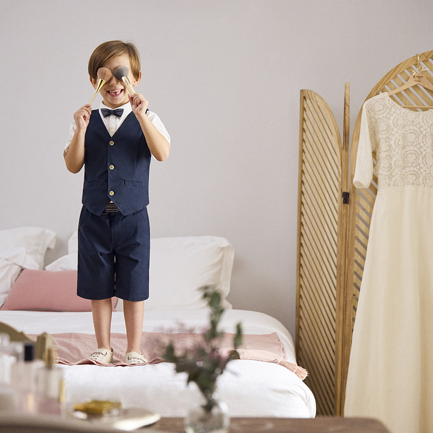 Chemise manches courtes avec nœud papillon pour garçon  