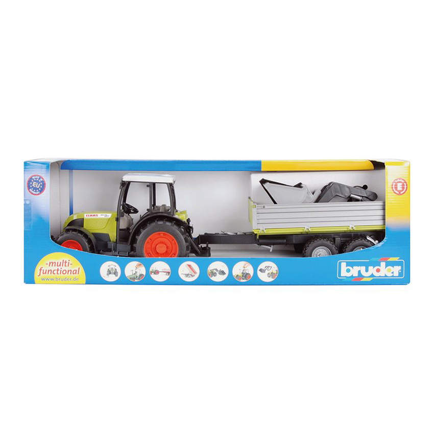 Véhicule Tracteur Claas avec Fourche et Remorque Main Véhicule Tracteur Claas avec Fourche et Remorque