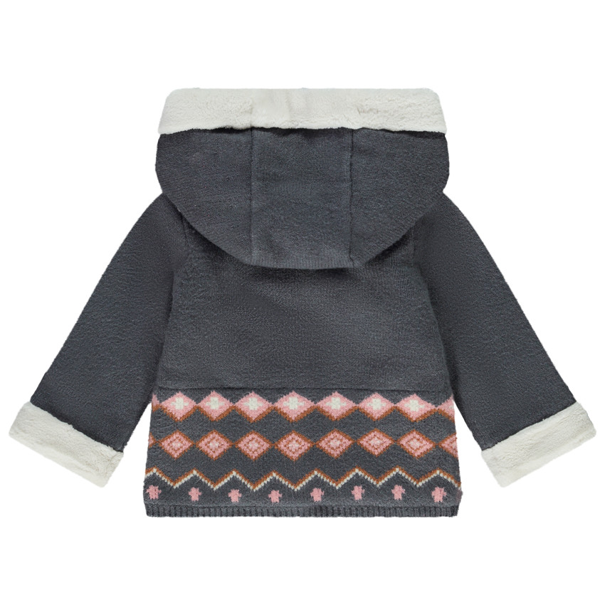 Veste doublée sherpa en tricot jacquard pour bébé fille 