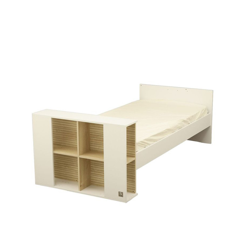 Lit bébé transformable 120 x 60 cm avec étagère Paloma blanc 