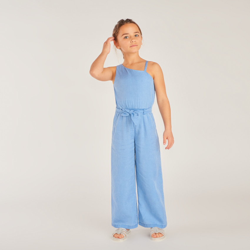 Combinaison longue manches asymétriques unie pour fille