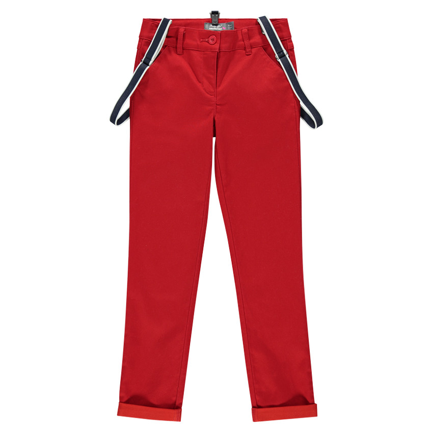 Junior - Pantalon 7/8ème en twill avec bretelles élastiques amovibles 