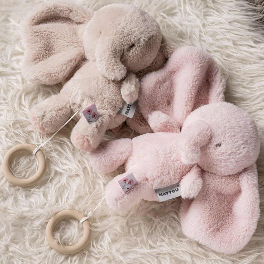 Peluche musicale éléphant - Velours - Fanfan - Rose - 24 cm 