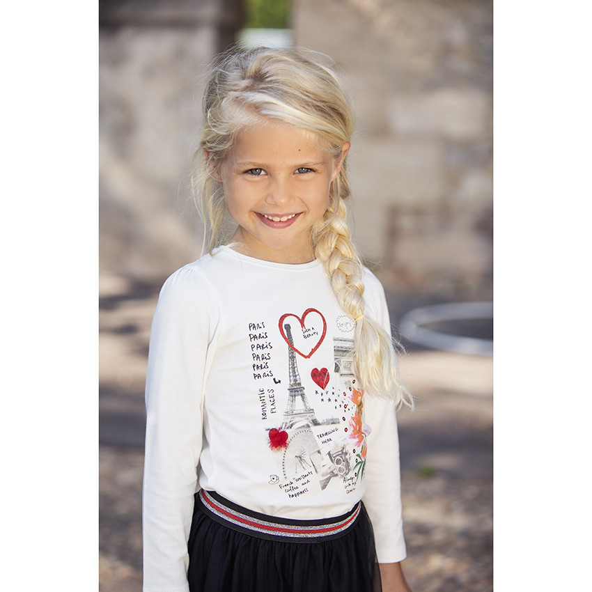T-shirt manches longues print Paris pour enfant fille 