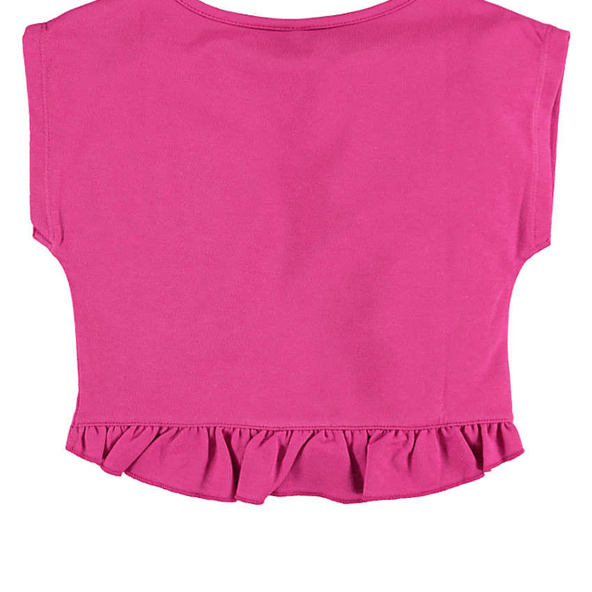 Top manches courtes en molleton avec print fantaisie et volant  