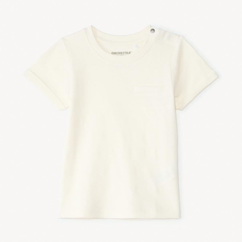 T-shirt manches courtes uni en jersey effet pop-corn pour bébé garçon